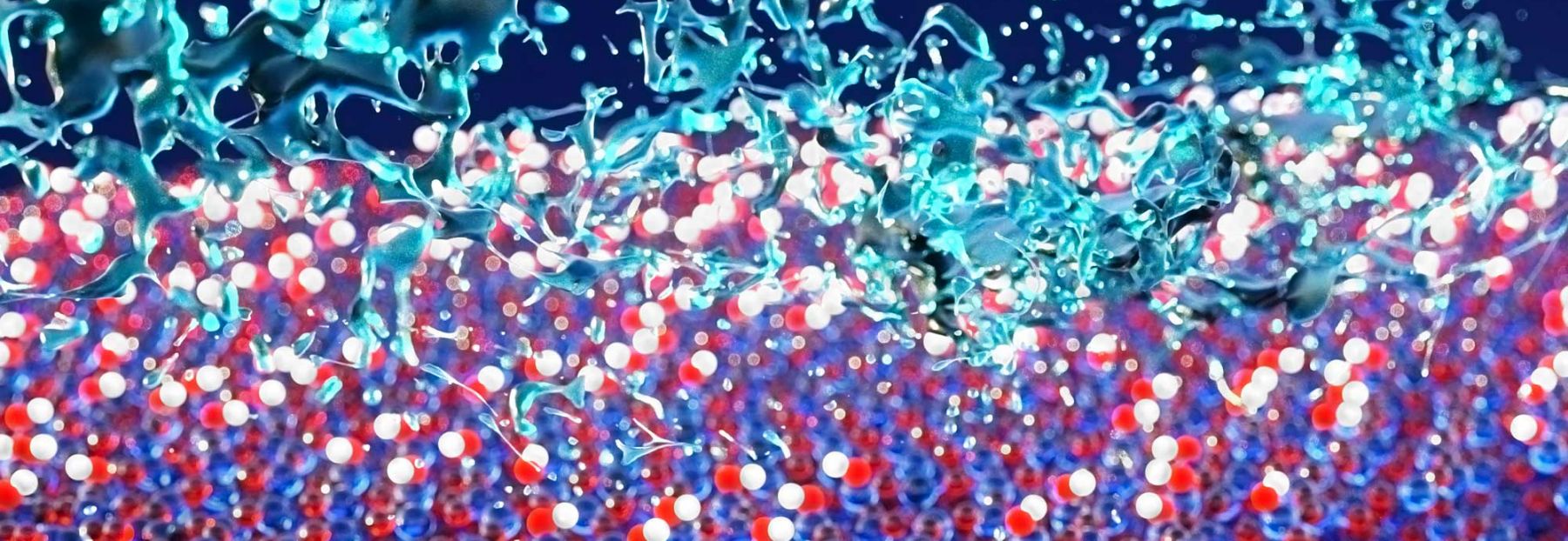 Concept art showing the dynamics of water at the interface of a membrane. Credit: Peter Allen, UCSB